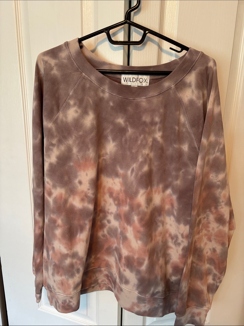 Wildfox Tie-Dye Crewneck Sweatshirt in Taupe and Blush